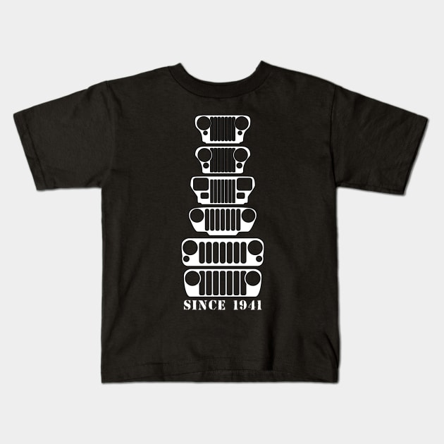 Jeep Grills White Logo Kids T-Shirt by Caloosa Jeepers 